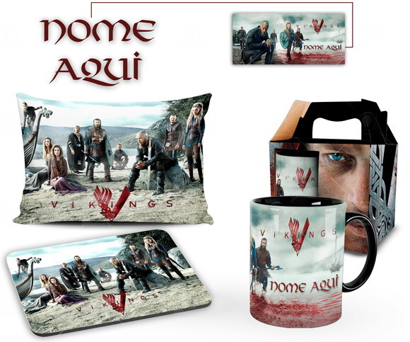 Caneca + Kit Personalizado Série Vikings com Nome - Mod005
