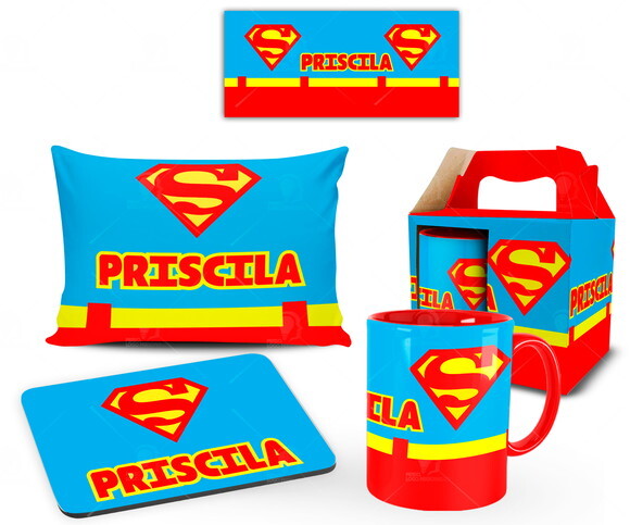 Caneca + Kit personalizado Superman com Nome Mod 002