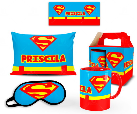 Caneca + Kit personalizado Superman com Nome