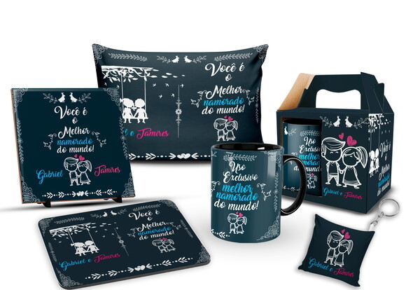 Caneca + Kit Presente Melhor Namorado com Nome - Mod 001
