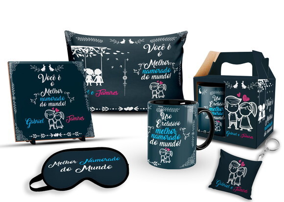 Caneca + Kit Presente Melhor Namorado com Nome - Mod 002