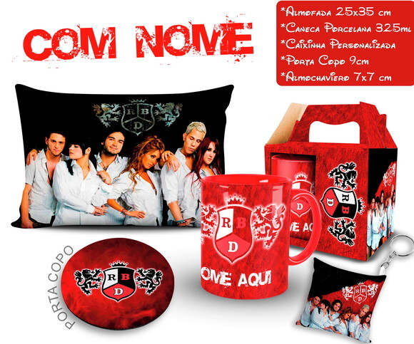 Caneca + Kit RBD Rebelde Personalize com Nome - Mod 001
