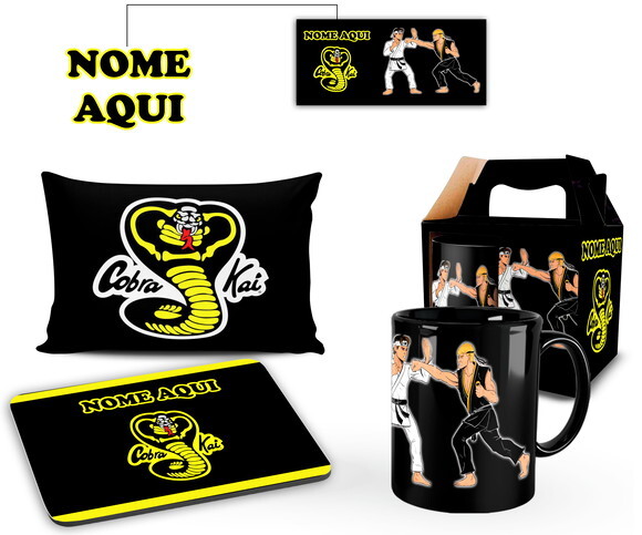 Caneca + Kit Série Cobra Kai com Nome Personalizado - Mod002