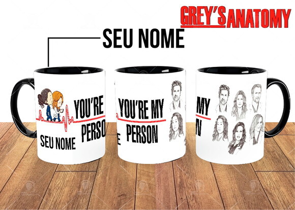 Caneca + Kit Série Greys Anatomy com Nome - Mod02