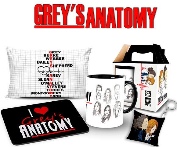 Caneca + Kit Série Greys Anatomy com Nome - Mod02