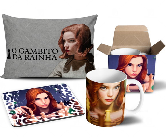 Caneca + Kit Série O Gambito da Rainha - Mod 002