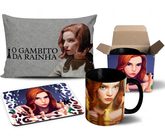 Caneca + Kit Série O Gambito da Rainha - Mod 005