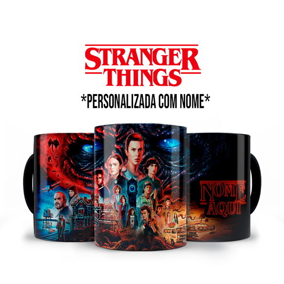 Caneca + Kit Série Stranger Things 4 Temporada com Nome
