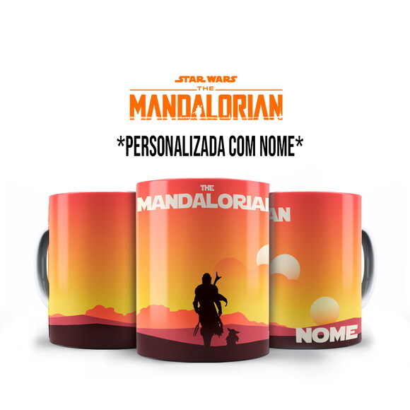 Caneca + Kit Série The Mandalorian com Nome Personalizado