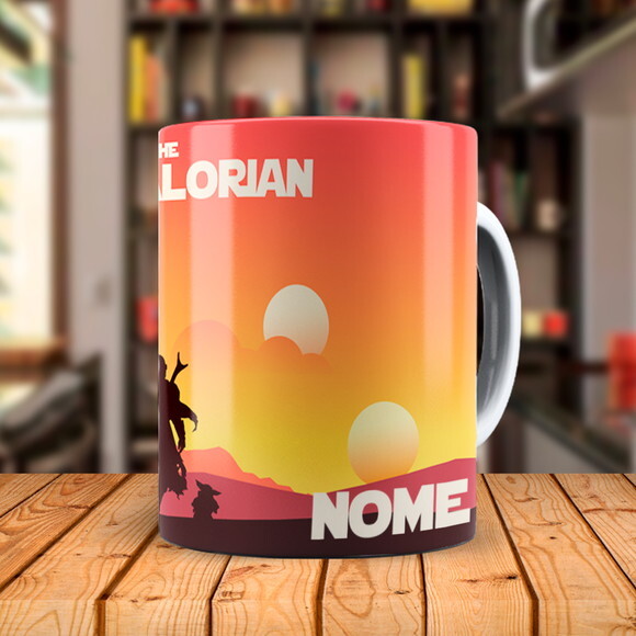 Caneca + Kit Série The Mandalorian com Nome Personalizado