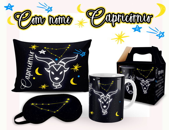 Caneca + Kit Signo Capricórnio Personalizada Com Nome