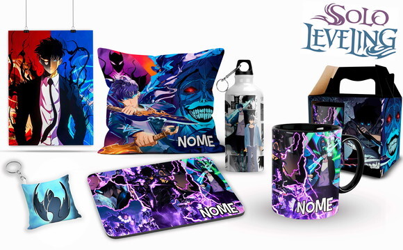 Caneca + Kit Solo Leveling com Nome Personalizado