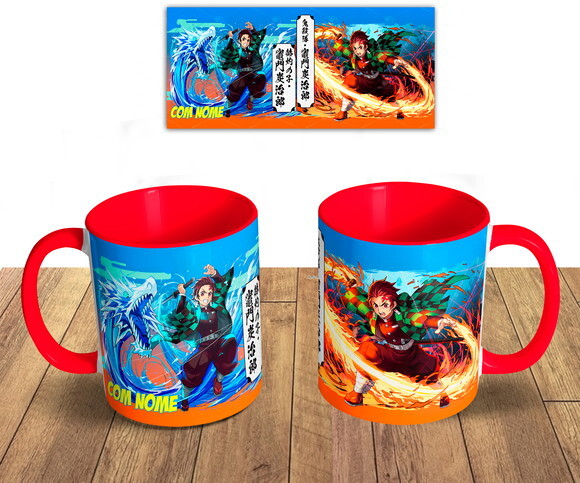 Caneca + Kit Tanjiro Demon slayer com Nome - Mod 003