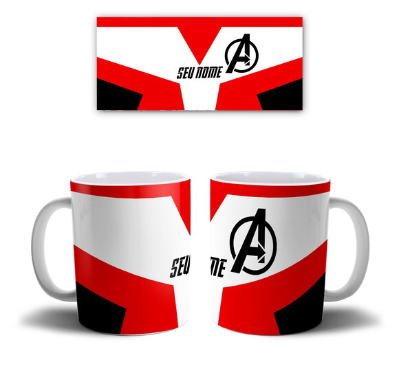 Caneca + Kit Vingadores Avengers Uniforme com o Nome