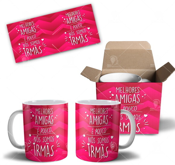 Caneca Amigas Amizade best Friends + Caixinha Personalizada
