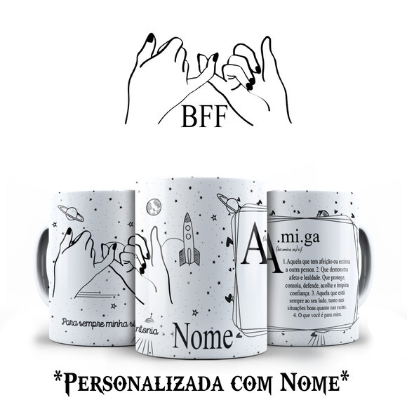 Caneca Amigas Juramento com Nome Personalizado