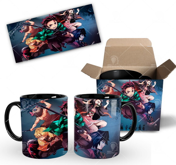 Caneca Anime Demon Slayer Kimetsu No Yaiba + Caixinha Mod 02