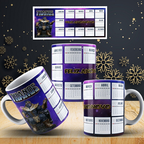 Caneca Ano Novo Vingadores Reveillon Calendário 2020 + Caixa