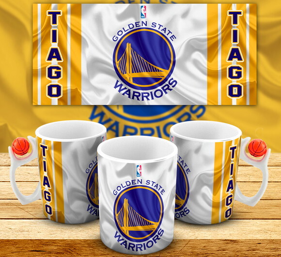 Caneca Basquete NBA Golden State Warriors com seu Nome #1