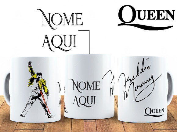 Caneca Banda Rock Queen Freddie Mercury com seu Nome