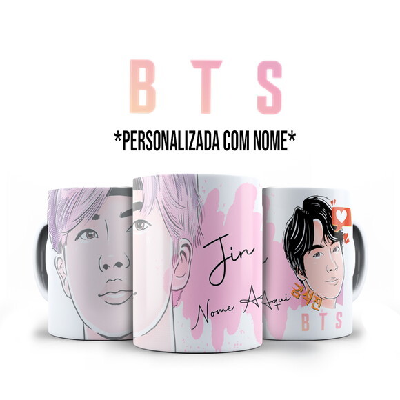 Caneca BTS Jin + Almofada Personalizada com Nome