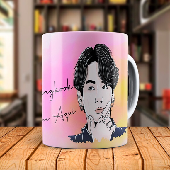 Caneca Bts Jungkook + Almofada Personalizada com Nome