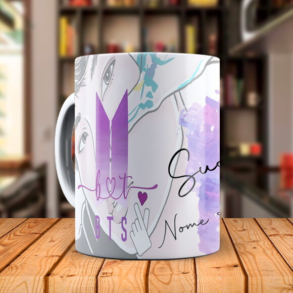 Caneca BTS Suga + Almofada Personalizada com Nome