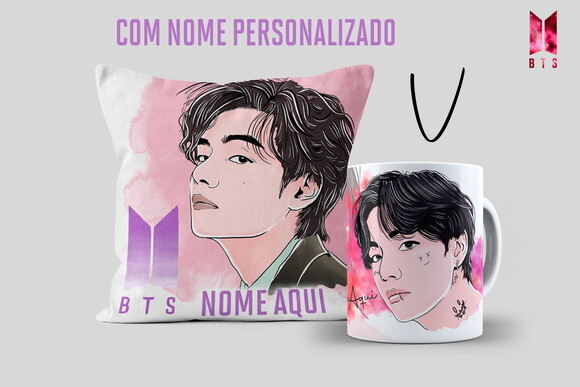 Caneca Bts V + Almofada Personalizada com Nome