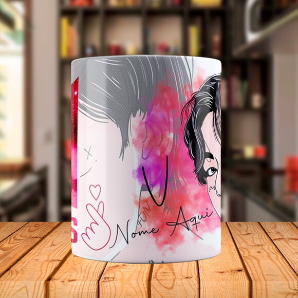 Caneca Bts V + Almofada Personalizada com Nome