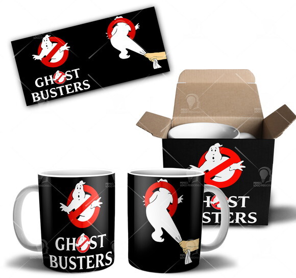 Caneca Caça fantasmas personalizada + caixinha presente