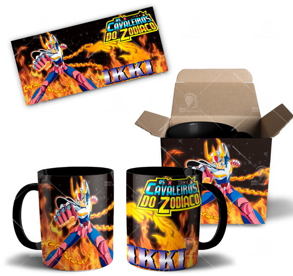 Caneca Cavaleiros do Zodíaco Ikki de Fênix + Caixinha