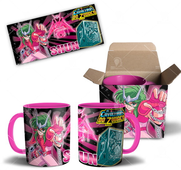 Caneca Cavaleiros do Zodíaco Shun de Andrômeda + Caixinha