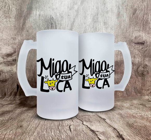 Caneca Chopp De Vidro Miga sua Loca Presente de Amigas 1 uni