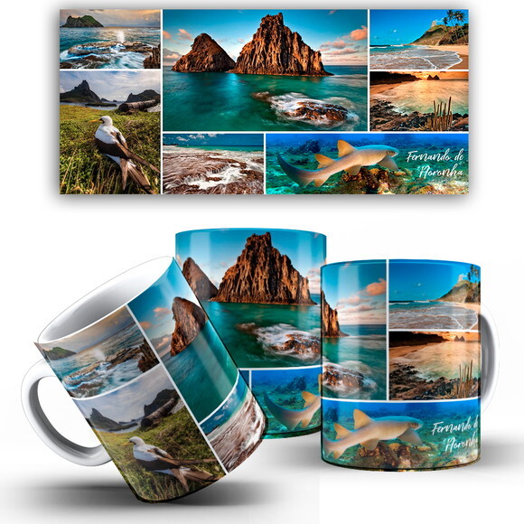 Caneca Cidade Turística Fernando De Noronha + Caixinha Mod 1