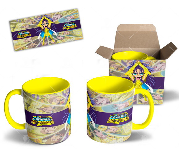 Caneca Coleção Cavaleiros de Ouro Signo Gêmeos + Caixa