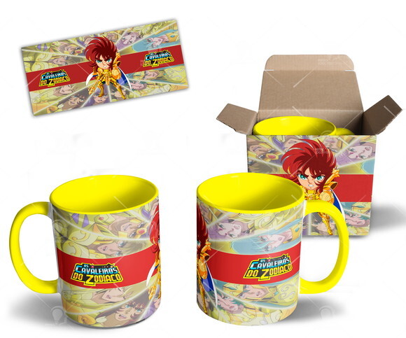 Caneca Coleção Cavaleiros de Ouro Signo Libra + Caixa