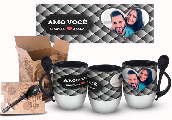 Caneca Com Colher Amo Você Simples Assim com Foto + Caixinha