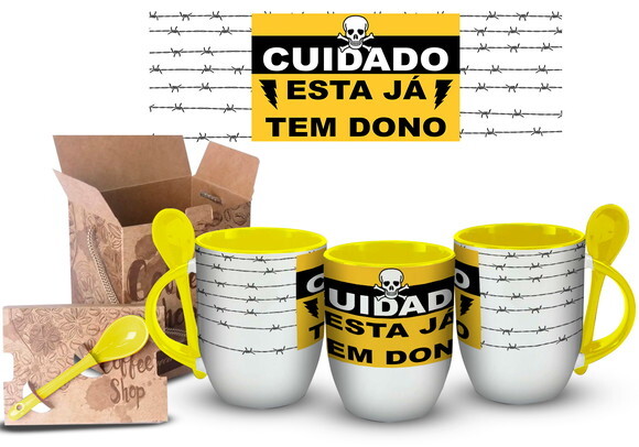 Caneca Com Colher Personalizada Divertida Cuidado....!!!