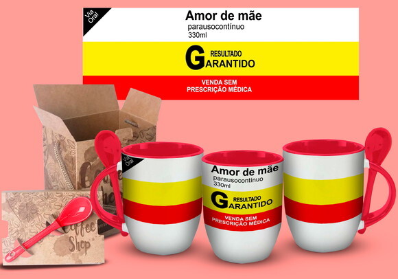 Caneca Com Colher Personalizada Divertida Frases Remédio #01