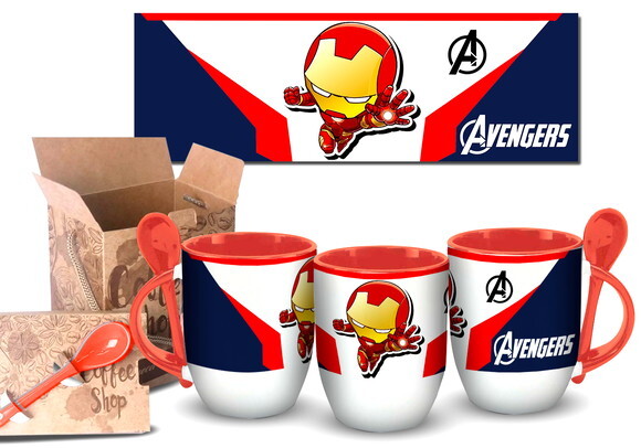 Caneca Com Colher Personalizada Homem de Ferro VIngadores #1