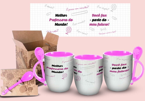 Caneca Com Colher Personalizada Melhor professora do Mundo