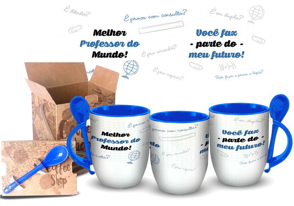 Caneca Com Colher Personalizada Melhor professor do Mundo