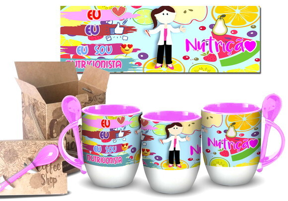 Caneca Com Colher Personalizada Profissão Nutricionista #1