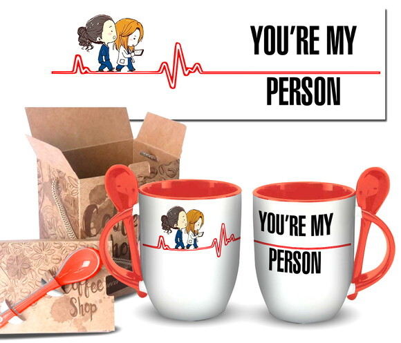 Caneca Com Colher Personalizada Série Greys Anatomy+ Caixa