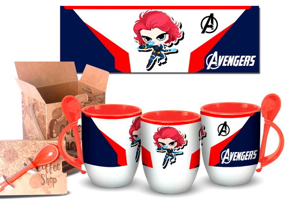 Caneca Com Colher Personalizada Viúva Negra VIngadores #1