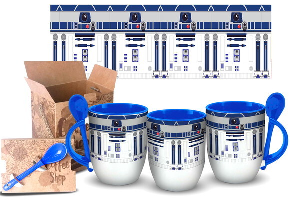 Caneca Com Colher Personalizada Star Wars R2d2 + Caixinha