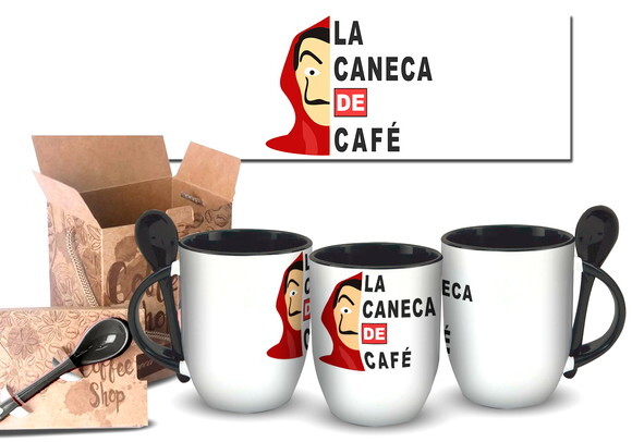 Caneca Com Colher Personalizado Série La Casa de Papel + Cx