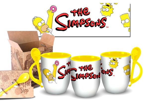 Caneca Com Colher Personalizado The Simpsons!!!+ Cx