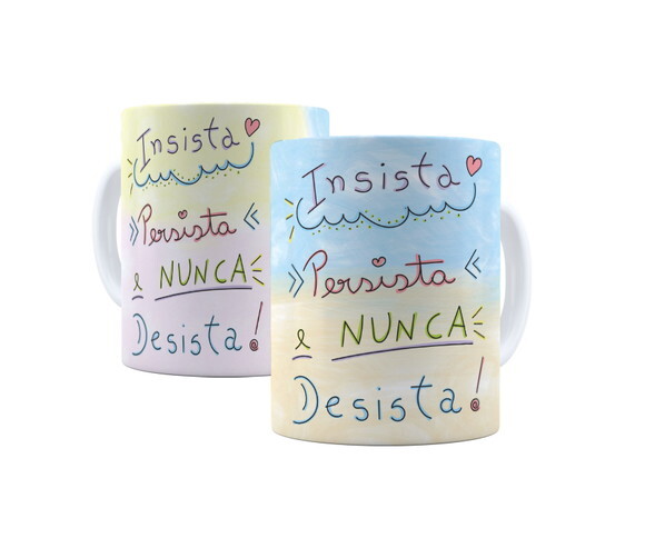 Caneca com Frases Inspiradoras Motivação Nunca Desista