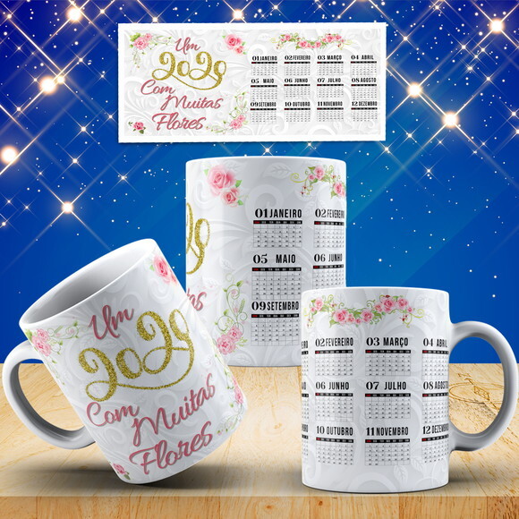 Caneca com Nome Calendário Feliz Ano Novo 2020